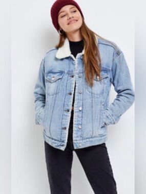 PacSun Light Blue Sherpa-Trim Denim Jacket